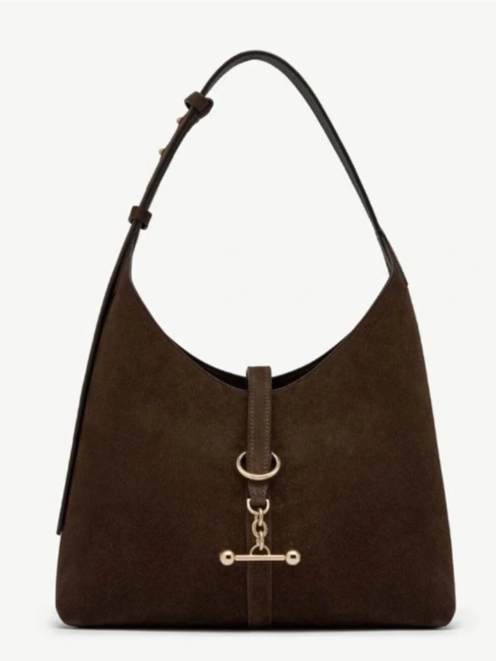 STRATHBERRY Kite Hobo Maxi Bag Suede Chocolate Brown